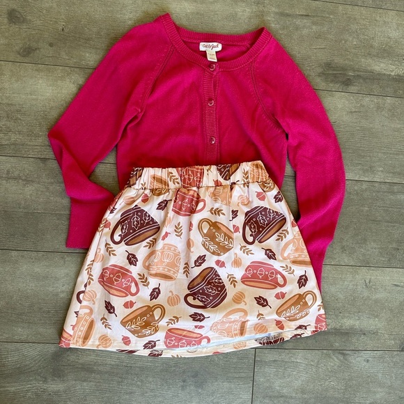 New Boutique Fall Skort + Matching Cat & Jack Button Down Cardigan Sweater - Picture 11 of 11